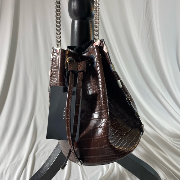 NWT ZARA brown crossbody, bucket purse - Picture 5 of 7